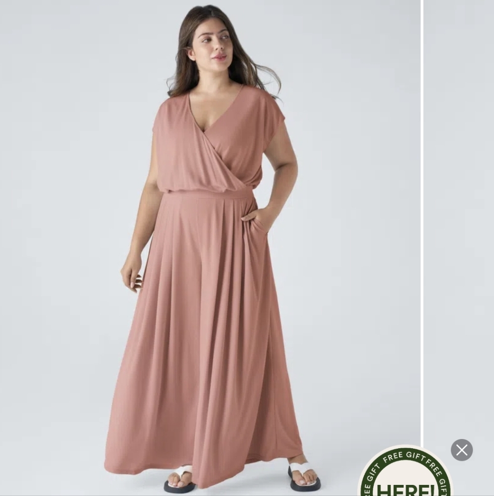 Halara 3X waffle jumpsuit dawn rose NWT